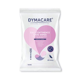 DYMACARE 5 in 1 Continence Care Wipes | Adult Scented Premium Disposable Incontinence Cloths | Skin Cleansing Wipes with Barrier Protection | 1 Pack (25 Wipes in Total)