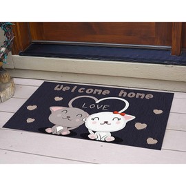 Guador Doormats Welcome Door Mat Non-Slip Doormat 40 x 60 cm Outdoor Door Mat Entrance Area Door Mat Flower Meadow Doormat for House Entrances Hallways Outdoor Doors (Puppy)