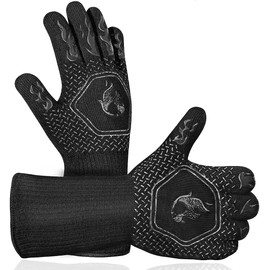 HAMITOR BBQ Grill Gloves Heat Resistant: 1472℉ High Temp Resistance Fireproof Glove for Grilling Smoking Barbecue - Washable Long Oven Mitts Extreme Hot Proof Mitts for Kitchen Cooking Baking