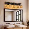 5 Light Bathroom Vanity Light Fixtures, Rustic Style Wood Bathroom