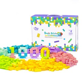 Pairez Toys Classic Building Bricks Playset, 1000 Pieces Bulk Blocks Set, Accessories Compatible with All Major Brands Parts and Pieces, STEM Toys for Kids 4+ Years Old (Green & Purple & Yellow)
