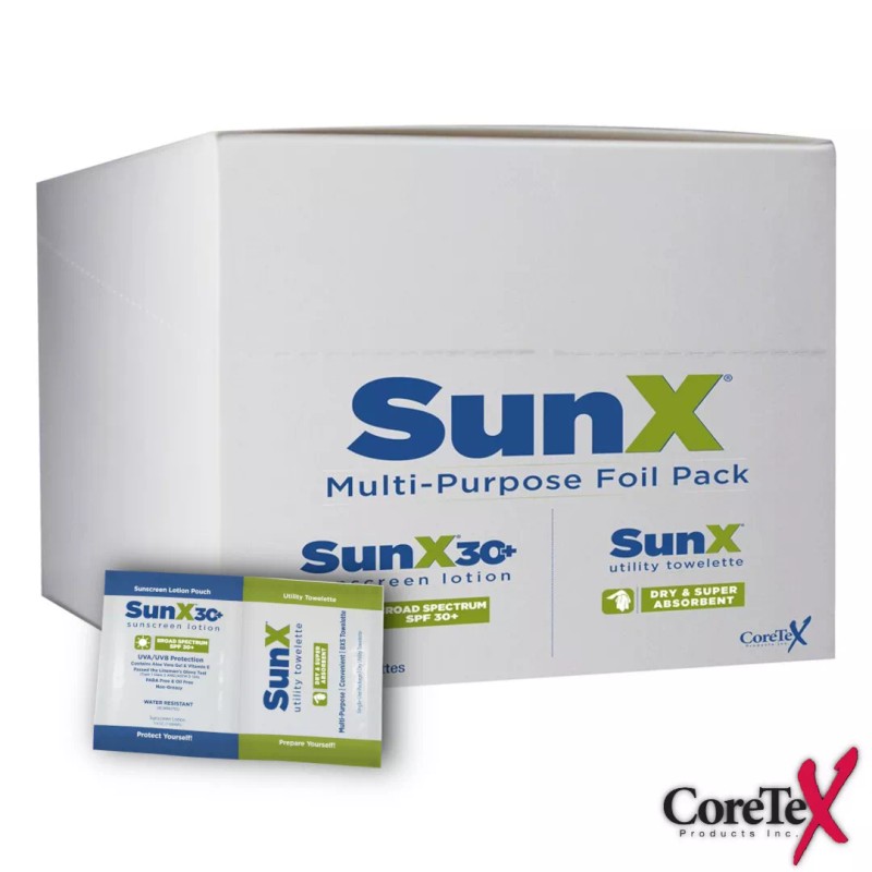 CoreTex 71440 SunX SPF-30+ Broad Spectrum Sunscreen Packets (Pick Total