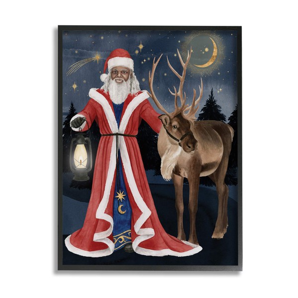 Stupell Industries Santa Claus Under Night Sky Winter Lantern, Designed