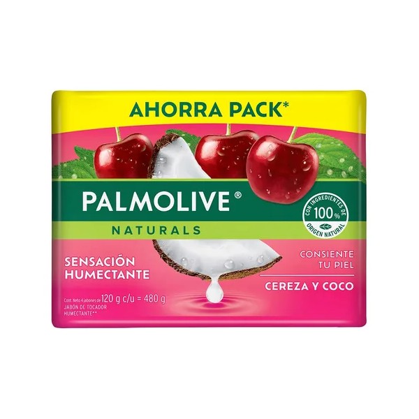 Jabón De Tocador Palmolive Naturals Cereza Y Coco 4x120 G