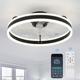 Oaks Aura 20'' Low Profile Ceiling Fans with Lights and Remote,Reversible,3 Colors Dimmable,Modern Flush Mount LED Ceiling Fan with Light and APP for Bedroom,Kids,Dinning Room