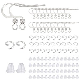 UNICRAFTALE 150Pcs 316 Surgical Stainless Steel Earring Hooks Ear Wire with Ball Earwire Hooks with 150Pcs Jump Rings 200Pcs Earring Backs Metal Earring Hooks for DIY Earring Jewelry Making