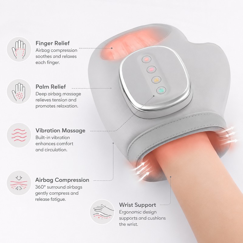 Hand Massager for Office Relaxation – Airbag Compression & Vibration