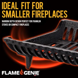 Flame Genie Fireplace Grate - Self-Feeding Fireplace Tools, Cast Iron, Wood Stove Accessories, Fire Logs, Fireplace Grates, 2" Leg Clearance - G22-BX