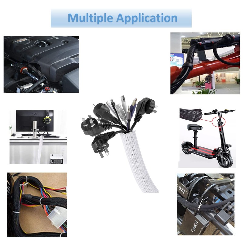 10ft - 1/2 inch Diameter Cord Protector, Hibucuo Cable Management