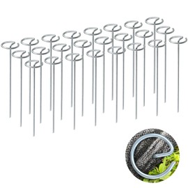 Quibbay 100 Pcs Circle Top Landscape Staples, 11 Gauge Landscape Fabric Pins, Not Easy to Bend 6 inch Galvanized Landscape Fabric Stakes, Garden Stakes for Landscaping, Heavy Duty Ground Stakes