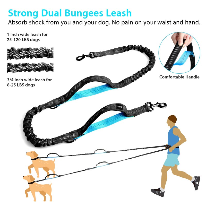 Uppetly Hands Free Dog Running Leash with Adjustable Waist Belt,