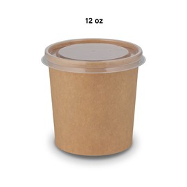 MT Products Kraft Paper Soup Cups 12oz. - 20 Cups and 20 Lids - Soup Containers with Lids - Paper Snack Cups - Disposable Ice Cream Cups with Vented Plastic Lids