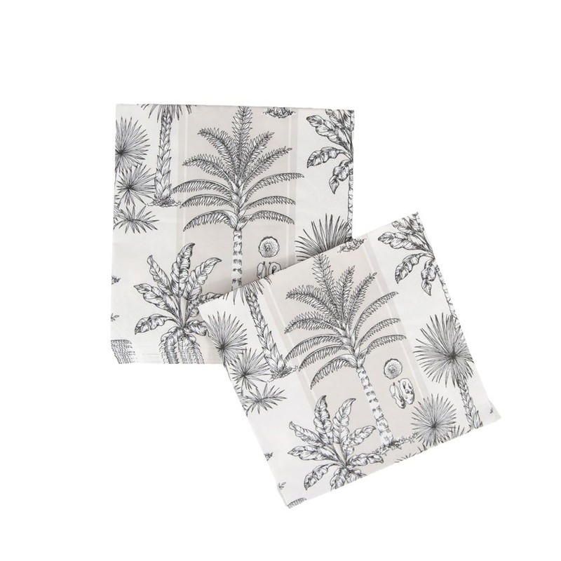 Caspari Southern Palms Flax & White Luncheon Napkins - 20