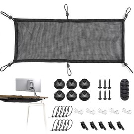 Cevicant Cable Management Mesh Under Desk Kit, Privacy Net, 36PCS Table Flexible Wire Organizer, Extra Large Capacity Kit Desk, 27 x 10 Inches