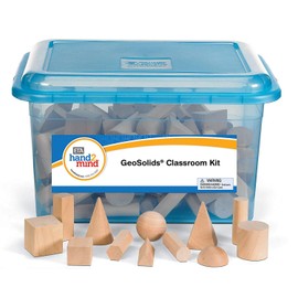 hand2mind Wood Geometric Solid Blocks, 3D Shapes, Classroom Kit (Set of 96)