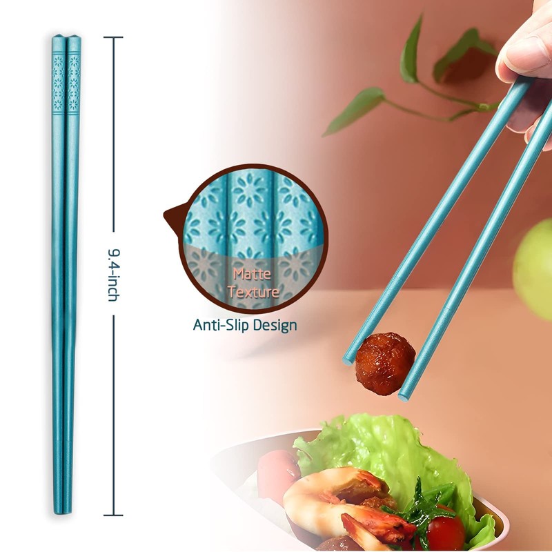 Fiberglass Chopsticks Reusable Chopsticks Dishwasher Safe 5 Pairs 9.4 Inches/24cm