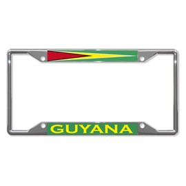 Sign Destination Metal Insert License Plate Frame Guyana Flag Country Style A Weatherproof Car Accessories Chrome 4 Holes Solid Insert 1 Frame