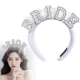 Bride To Be Deko Haarreif,Jga Damen Braut Junggesellenabschied Perlen Haarreifen Accessoires,Silber Bachelorette Frauen Hochzeit Stirnband Haarschmuck,Glitzer Bridal Headband Accessories für Brid