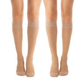 Relaxsan Basic 850P (2 Pairs - Skin Colour, Size 3) Knee Socks Preventive Graduated Compression 140 Denier Plus 22-27 mmhg