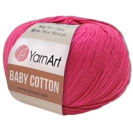 Frida's Wollhaus YarnArt 50 g Baby Cotton Wool Cotton Acrylic Crochet Yarn Knitting Yarn 55 Colours (422 | Pink)