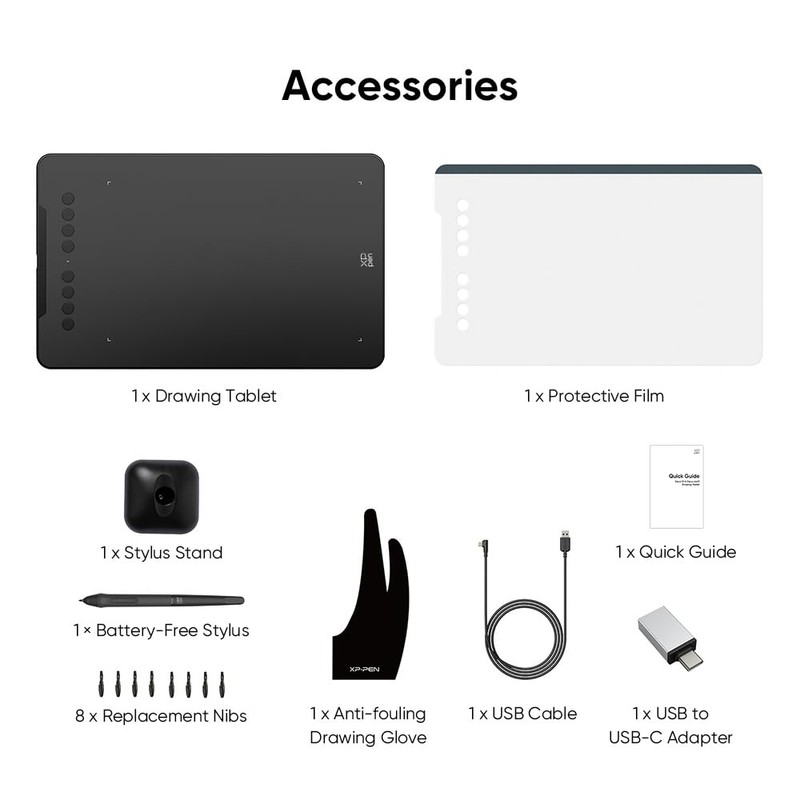 XPPen Updated Deco 01 V3 Drawing Tablet, 16384 Pressure Sensitivity,