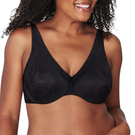 Playtex Women's Dreamwire Ultra-Soft No-Poke Underwire, Smooth Lace Bra, 4-Way Support, Black, 40C