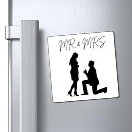Magnet-Mr & Mrs Wedding Gift-BerkeleyDesigns - size: 3" × 3"