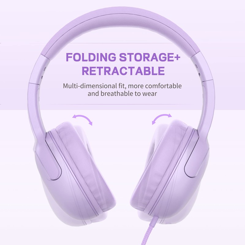 LORELEI - Auriculares E5 con cable para niños, plegables, sin