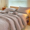 NSNLGSGC Twin Comforter Set, Mocha Gingham Bedding Comforter Sets, Dark