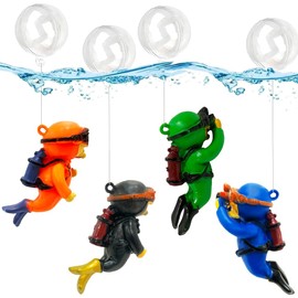 YGCHEN Aquarium Decoration Floating Diver Aquarium Ornament Miniature Diver Figures Fish Tank Ornaments Diver Aquarium Accessories with Water Balls and Fish Line Pack of 4