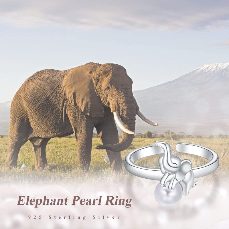 Elephant Ring 925 Sterling Sliver Pearl ring
