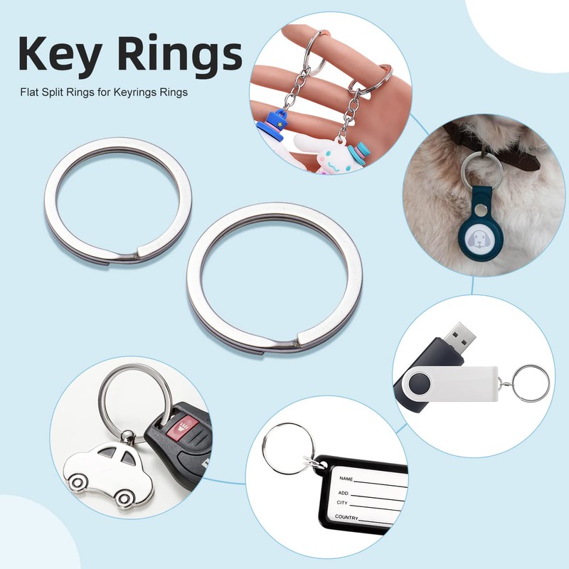 Key Rings, Sopito 100 PCS Flat Split Rings with Size