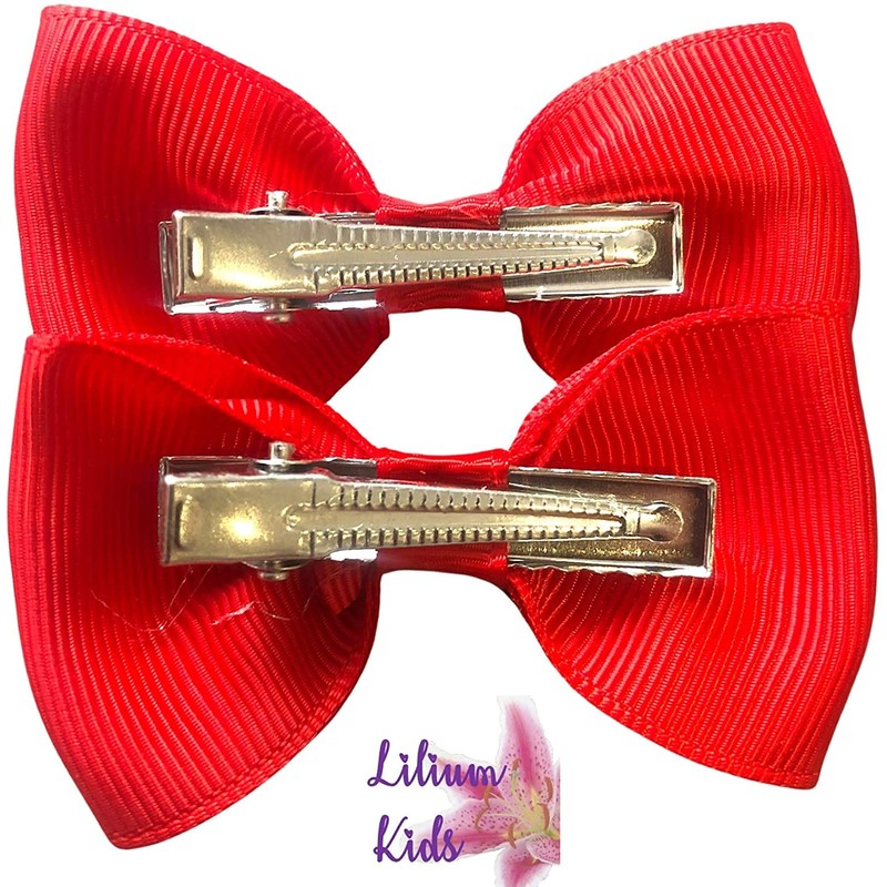 Hot Pink Hair Bows Clips Slides Grips 2.7" inch Soft