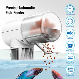 JuzPetz Automatic Fish Feeder Dispenser for Aquarium, 200ml Large Capacity Auto Turtle Fish Feeder for Small Tank, Battery Powered Food Feeding Timer for 7, 14 Day Weekend Vacation, Batteries Included