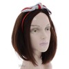 Headband with Elastic Sparkly Striped Bow - Red