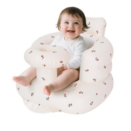 AirSwim Inflatable Baby Seat with Tray, Inflatable Baby Chair for Babies 3 Months and Up, Summer Blow Up Chair with Built in Air Pump, Infant Floor Seats for Learning to Sit, Palying, Camping, Tulip