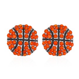 JDONL Unique Rhinestone Stud Earrings Cute Basketball Baseball Football Rugby Shiny Crystal Sport Earrings Jewelry Gift for Women (Basketball)