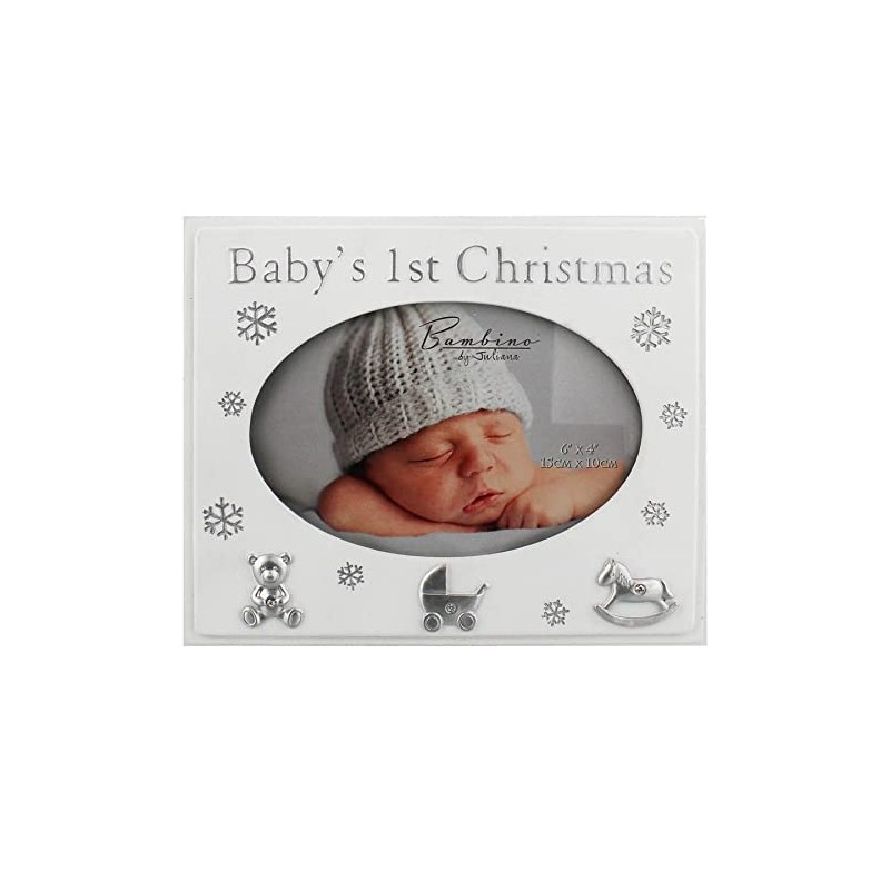 Baby's 1st Christmas 4x6 Resin Photo Frame - White and