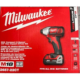 Milwaukee 2657-22CT M18 2-Speed 1/4" Hex Impact Driver Kit