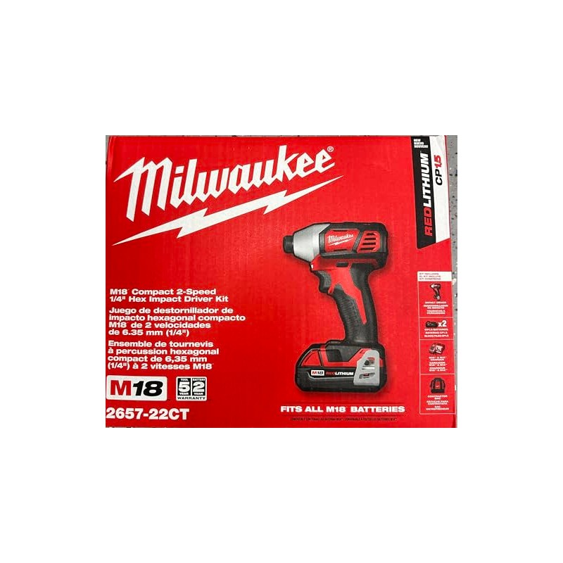 Milwaukee 2657-22CT M18 2-Speed 1/4" Hex Impact Driver Kit