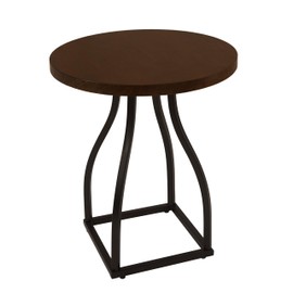 HomePop Lindsay Round Accent Table with Metal Base - Brown