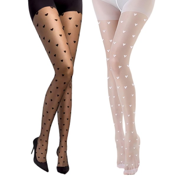 Heart Fishnet Tights Glitter Tights Women's Fishnet Tights Black Tights