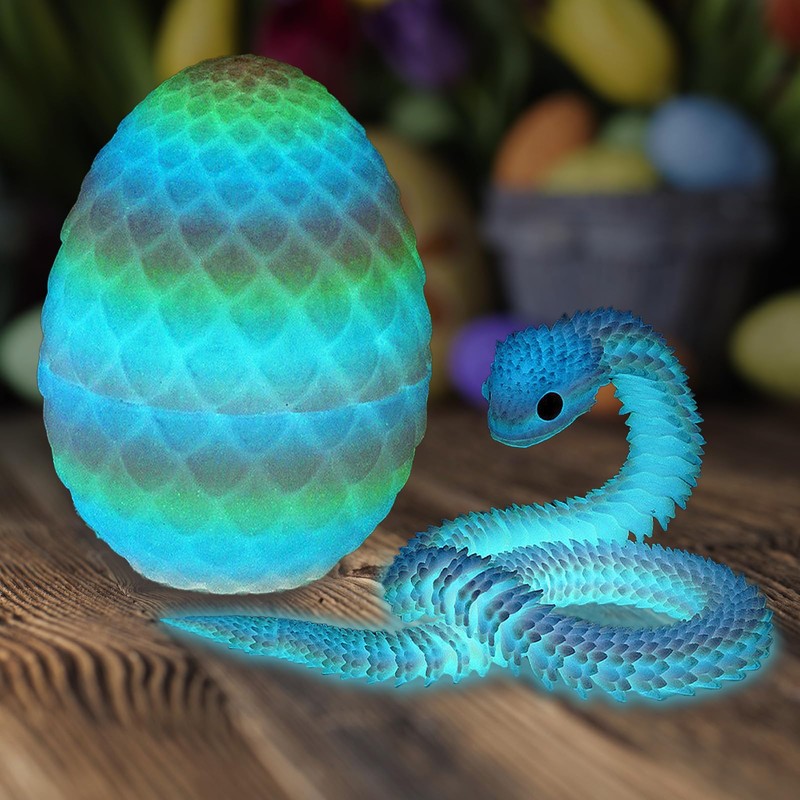 2PCS 3D Printed Snake in Egg, 3D Printed Dragon Egg