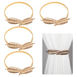 WJWINER Curtain Tiebacks, Pack of 4, Tiebacks for Curtains, Curtain Tiebacks, Tiebacks for Curtains, for Decoration of Living Room, Office and Bedroom (Gold Leaves)