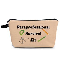 YULUENZE Paraeducator Makeup Bag Toiletry Organizer ZipperPouch Paraprofessional Survival Kit Small Cosmetic Bag Appreciation Present for Women Teacher Counselor Teaching Assistant