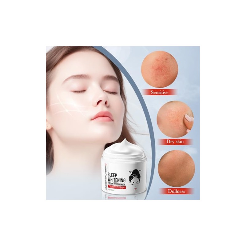 Bluemega Mascarilla de Dormir Hidratante con Ácido Kojico Sin Enjuague