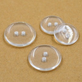 18mm Clear 2 Holed Round Buttons (10 Buttons)