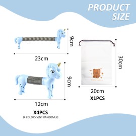 VEHYEGOI 4 Pieces Telescopic Toys, 1 Piece Toy Storage Bag, Fidget Toys For Kids, Pop Tube Fidget Toys, Travel Toys For Toddlers