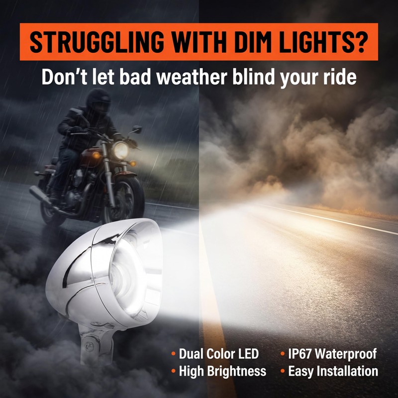 Anki HappiGo 4.5 Inch 2 Pcs Chrome LED Motorcycle Fog