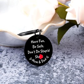 Christmas Teen Boys Girls Gifts for Son Daughter Christmas Stocking Stuffers for Teenager Boy Girl Keychain Gift Valentines Day Graduation Keychian Gifts for Teen Boys Don't Do Stupi Love Mom and Dad